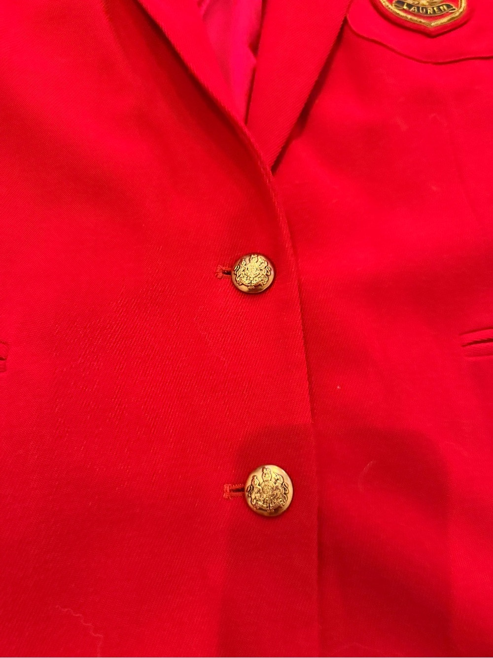 Vintage Ralph Lauren Red Embroidered Crest Blazer with Gold Buttons - Picture 5 of 10
